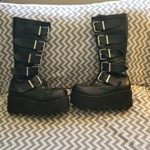 Demonia Platform Buckle Boots